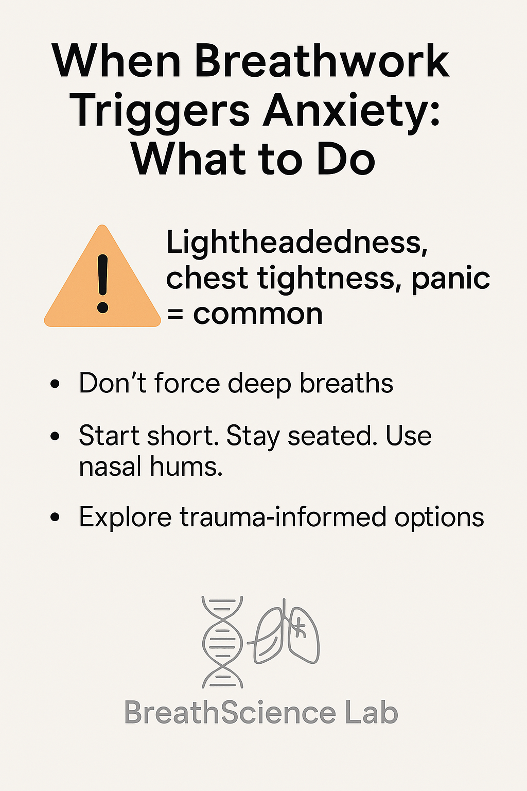 Infographic with safety tips for those who experience anxiety or panic during breathwork.