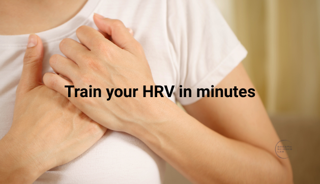 Calm person with hand over heart, illustrating real-time coherence training with even breathing.
